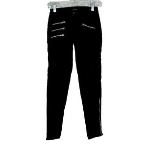 J Brand Jeans Womens 0 24 Black Skinny Leg Zippers Rocker Edgy Grunge Streetwear